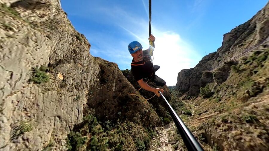 Altea: Bungee jumping in "El Mascarat" canyon - Harness, helmet, and double safety