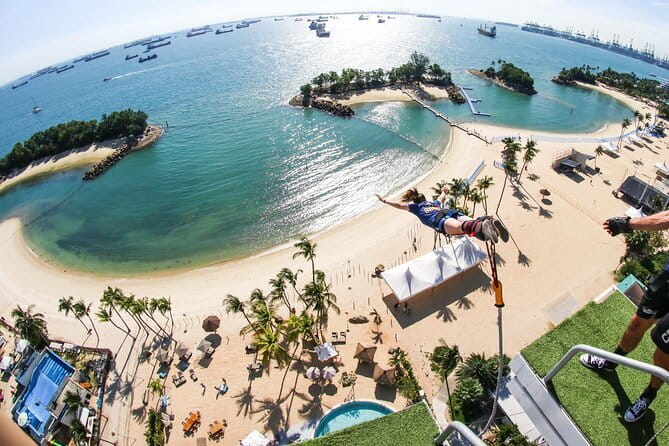 Bungy Jump - The view from 47 meters above Siloso Beach