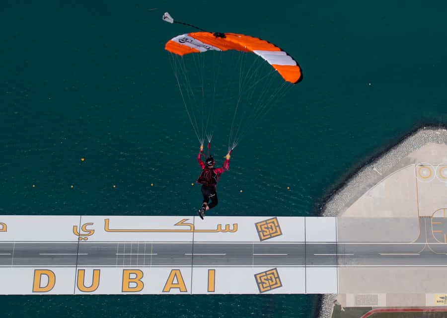 Dubai: Skydive at The Palm with Photos, Video & Yacht Tour - The parachute ride and Palm views