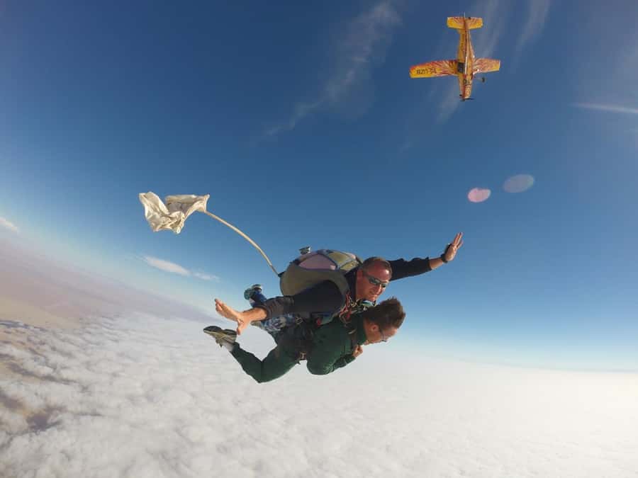 From Swakopmund: Tandem Sky Diving - The 15-minute flight over coast and desert