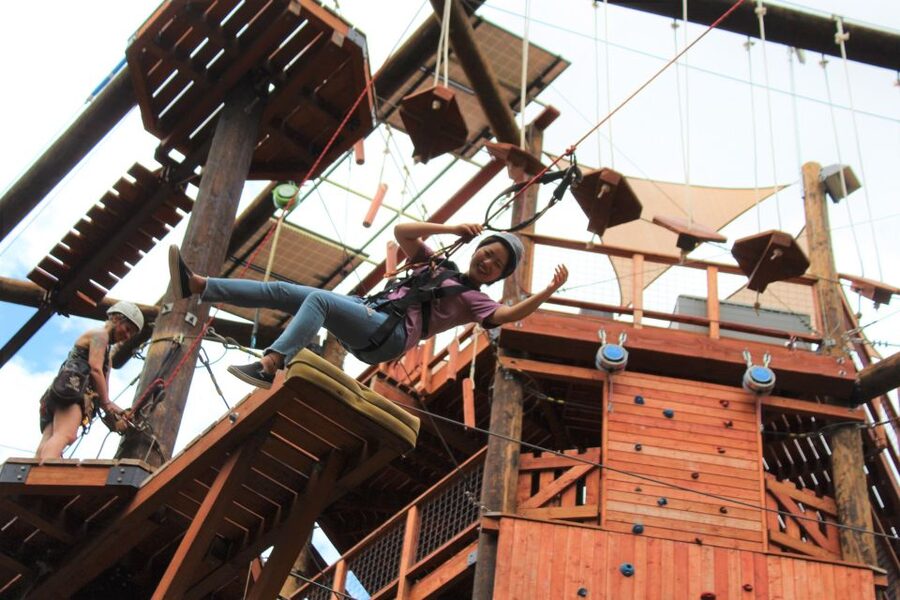 Oahu: High Ropes Adventure, Climbing, & Rappel Experience - The climbing wall and Ninja-style challenge