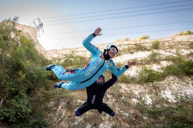 Outdoor Wind Tunnel Skydiving Experience in Kent - The suit, safety film, and hand signals