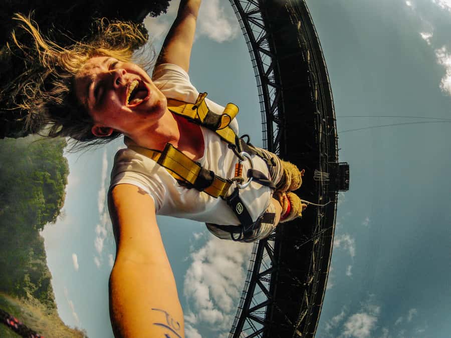 Victoria Falls Bridge Bungee Jump - From the Zimbabwe border to the jump station